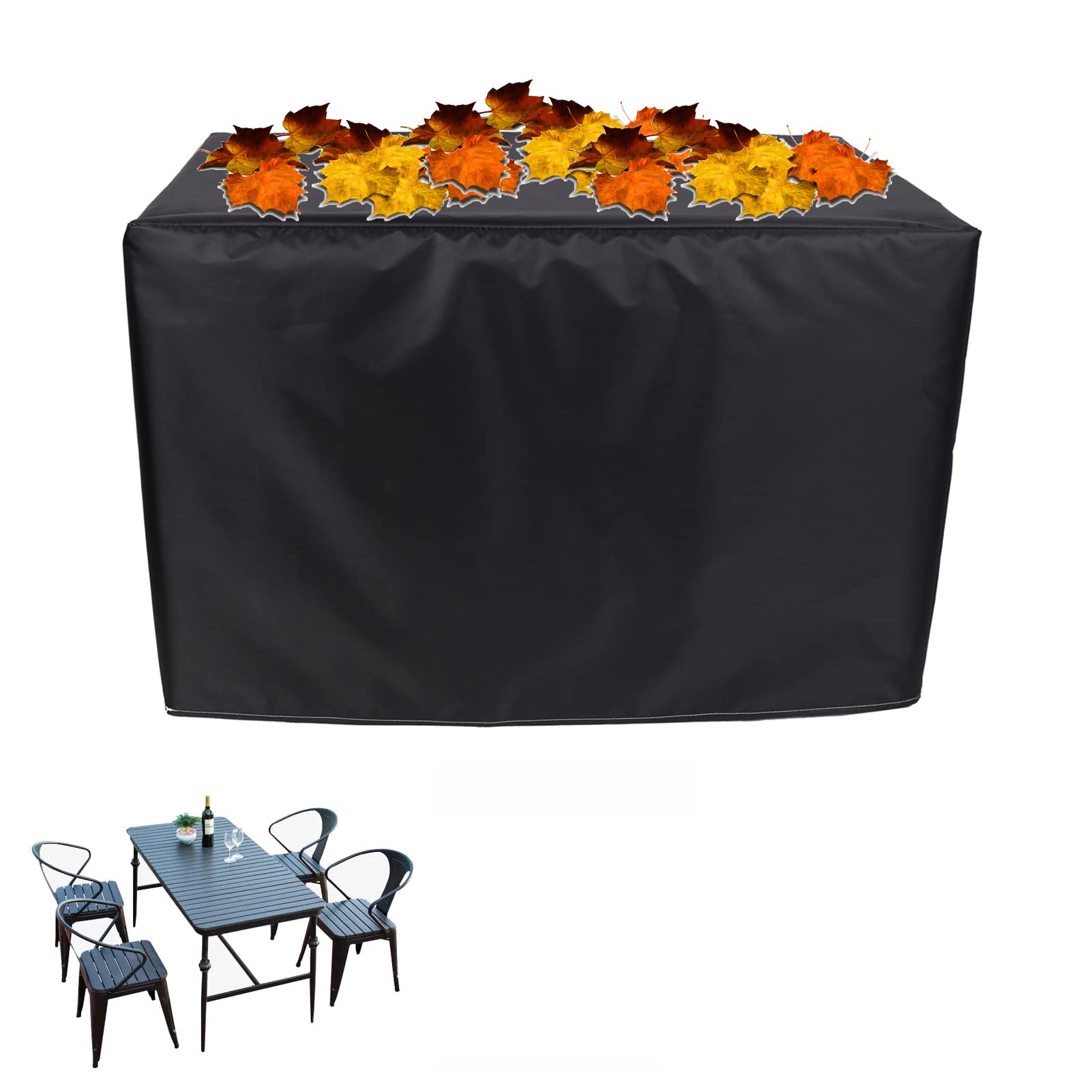 Heavy Duty 420D Waterproof Outdoor Furniture Cover 27x27x27 Inch - Durable Canvas Rectangular Patio Dining Table and Chairs Protector for All Weather Use in Backyard, Garden, and Deck