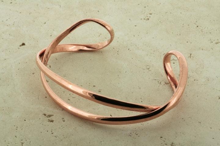 Curved Ends Open Cuff Copper Bracelet - Elegant Handmade Jewelry for Women, Boho Style Accessories - Perfect for Casual Wear, Parties & Gifts
