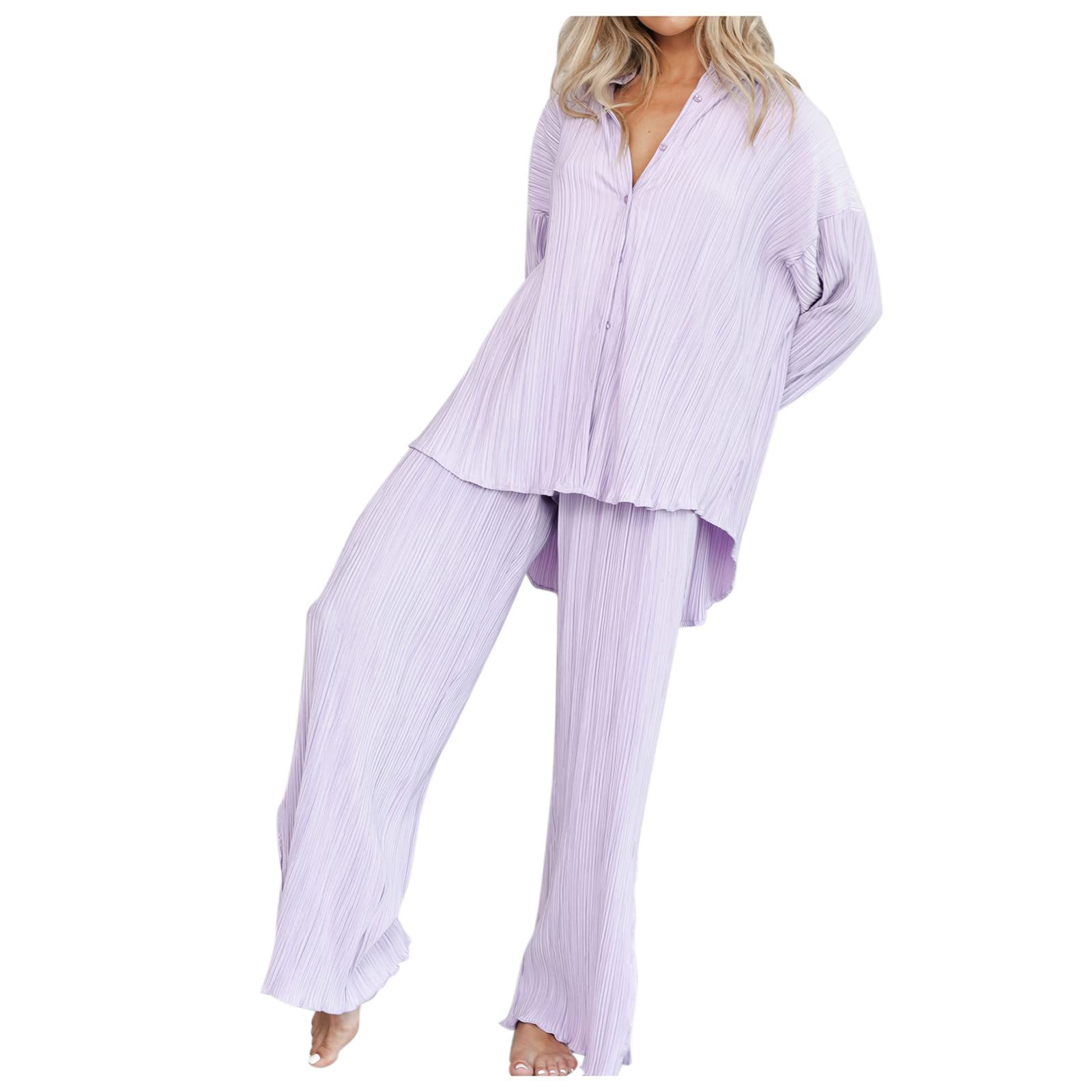 Women's 2-Piece Linen Shorts Set - Casual Summer Outfit for Plus Size | Sexy Purple Tracksuit for Birthday & Beach Wear | Comfortable Lounge & Vacation Outfits
