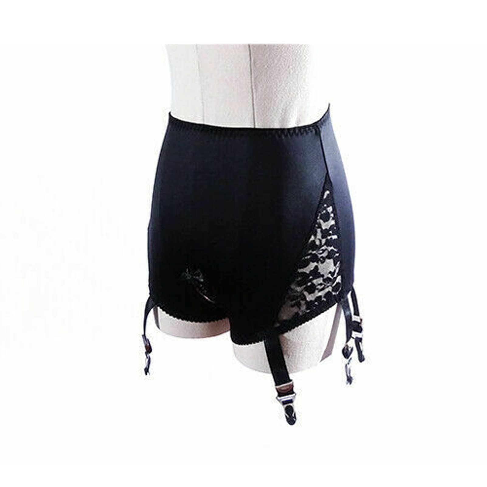 Leesuo Women's Sexy Sheer Nylon Lace Garter Belt with 6 Adjustable Straps & Metal Clips for Stockings - Perfect for Bridal Lingerie, Boudoir Photography and Romantic Nights