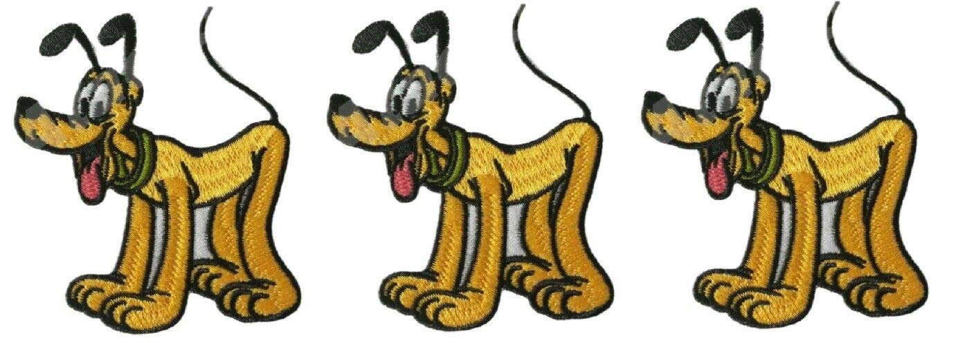 Pluto The Dog 2.75 Inch Tall Iron-On Patch Set of 3 - Perfect for DIY Clothing, Backpacks & Denim Jackets