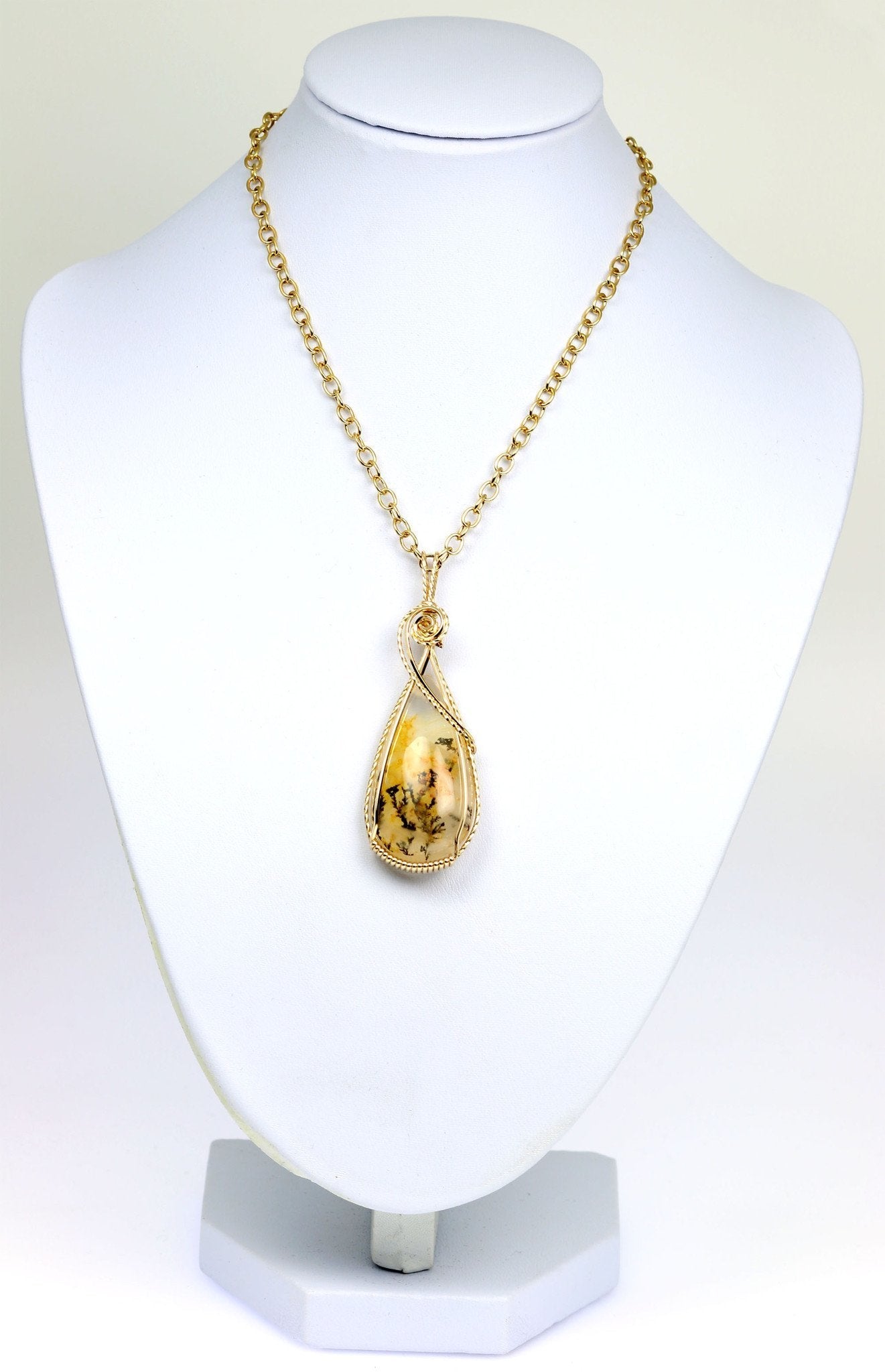 62.5 CT Dendritic Quartz Pendant with 14K Gold Filled Wire Wrap - Elegant Necklace for Women, Boho Jewelry Gift for Her, Perfect for Everyday Wear & Special Occasions