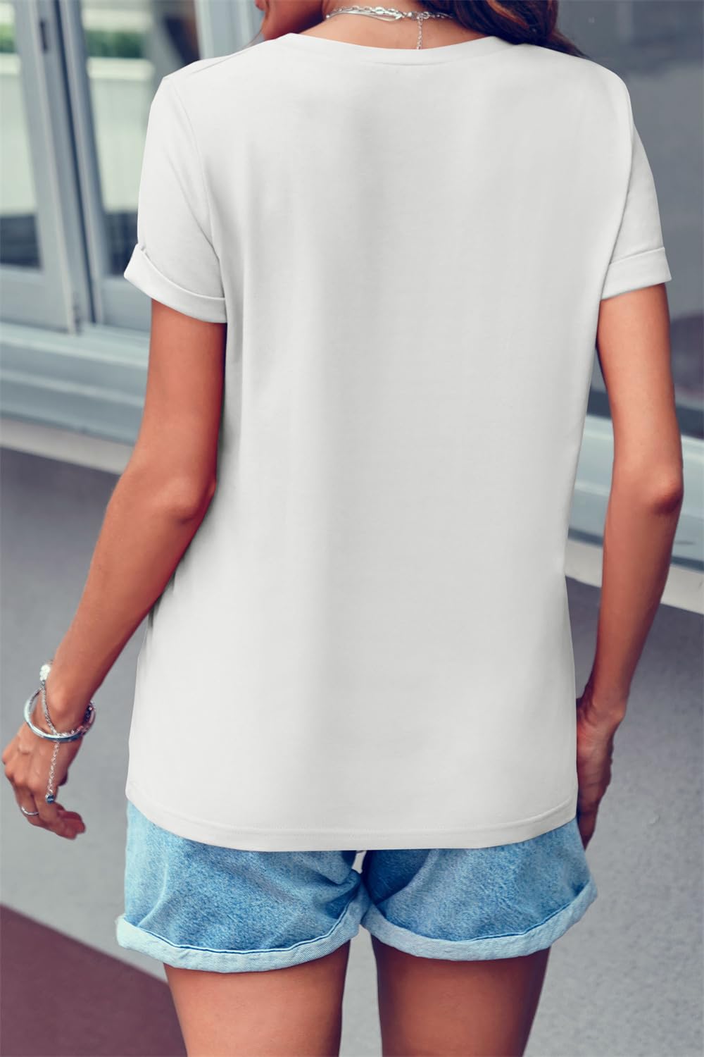 Qianxitang Women's Graphic Print Cotton T-Shirt - Cute Summer Casual Short Sleeve Round Neck Blouse | Perfect for Beach Outings, Weekend Wear & Casual Dates
