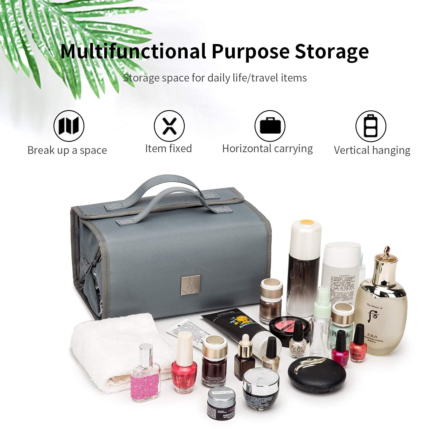 Royal FAIR Hanging Toiletry Bag with 4 Removable PVC Pouches - Large Waterproof Travel Cosmetic Organizer for Makeup & Hygiene Essentials (Grey) - Perfect for Camping, Gym, Business Trips & Vacation Packing