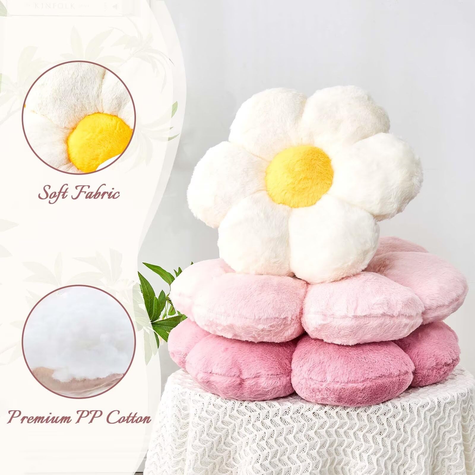 Soft Pink Flower Pillow - 19.6