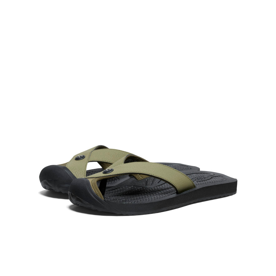 Men's Barbados Flip Flops - Comfortable Beach Sandals in Martini Olive & Black | Perfect for Pool, Vacation & Summer Outfits