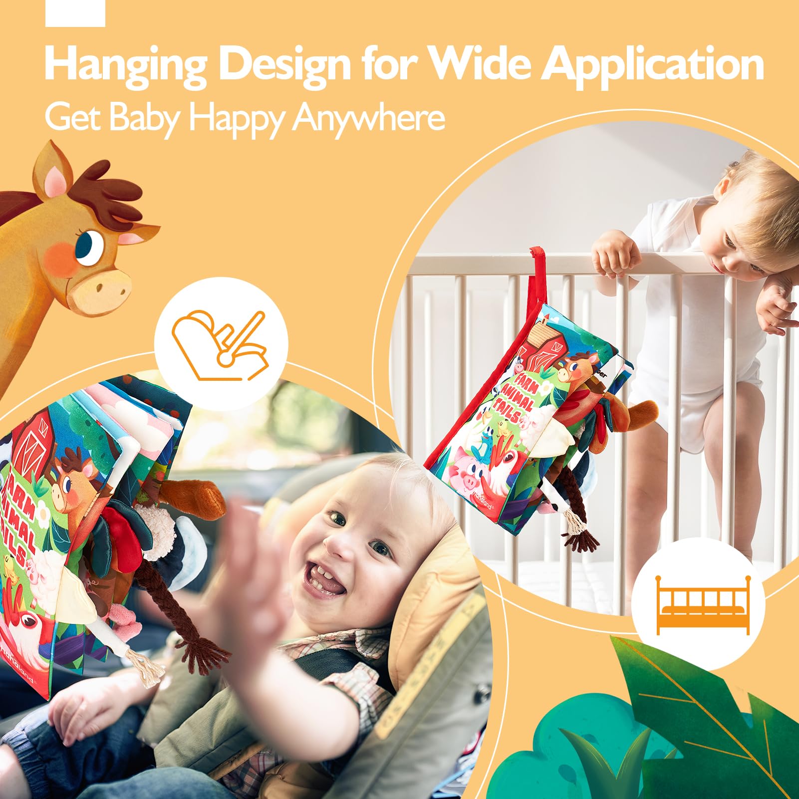 Hahaland High Contrast Baby Books 0-12 Months - Infant Tummy Time Toy & Sensory Touch & Feel Book for Early Learning - Perfect Newborn Gift for Boys & Girls - Great for Nursery, Playtime & Developmental Stimulation