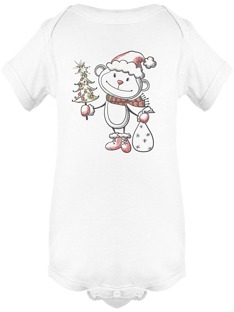 Smartprints Cute Christmas Monkey Sketch Baby Bodysuit - Soft & Comfortable Infant Onesie for Holiday Photos, Family Gatherings & Festive Outfits