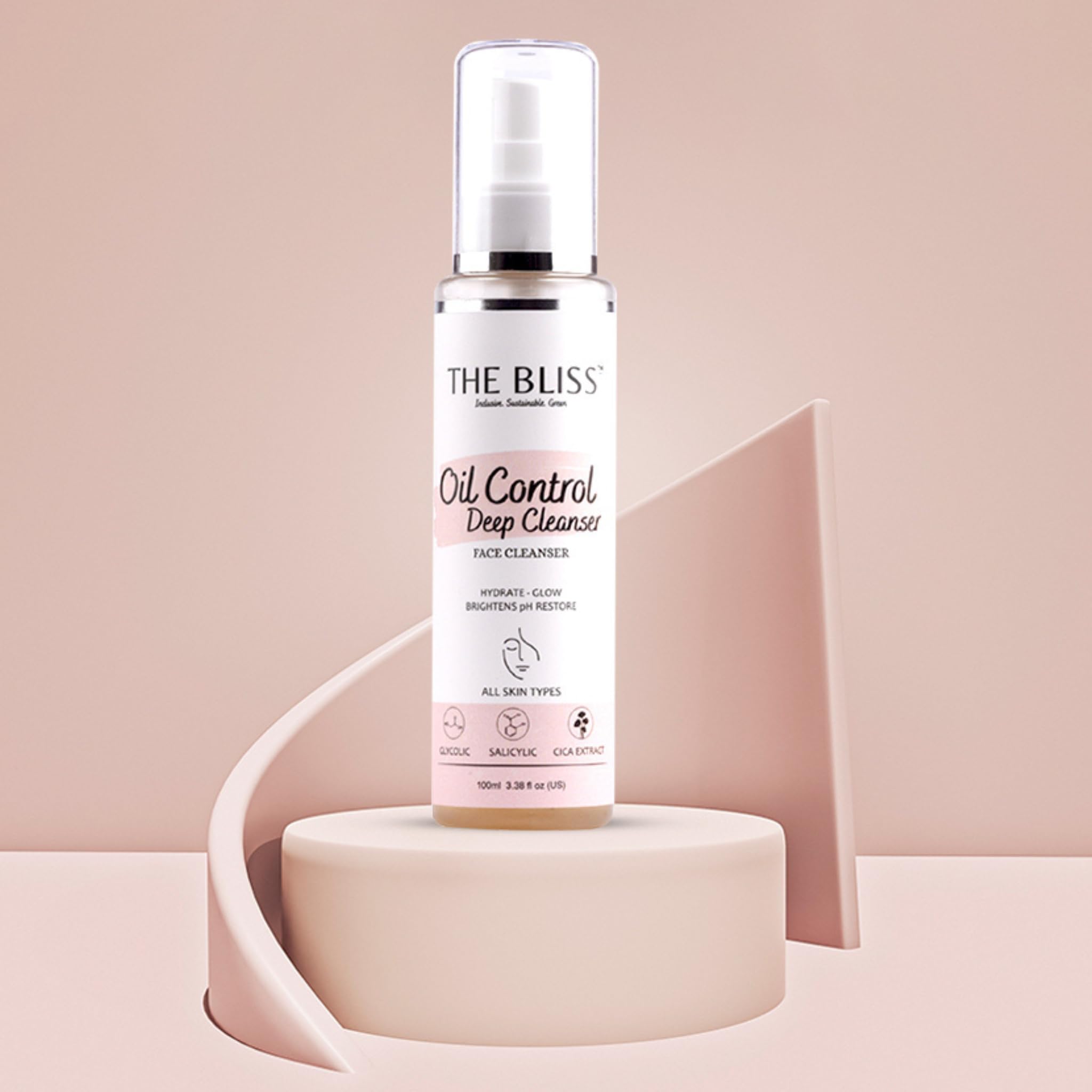 Bliss Acne & Blackhead Control Face Wash with AHA, BHA & CICA Extract - Oil-Free, Pore Minimizing Cleanser (100ml) for Oily & Acne-Prone Skin - Perfect for Daily Skincare Routine