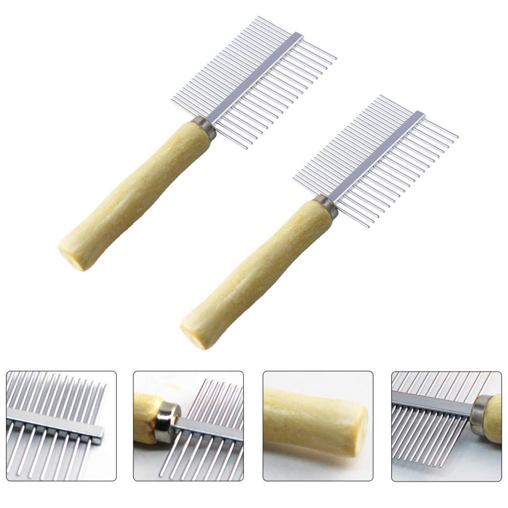 2-Pack Pet Grooming Brush for Dogs & Cats - Stain Removal Comb with Fine Teeth - Durable Dog & Cat Comb for Detangling & Cleaning - Perfect for Daily Pet Care & Grooming Supplies