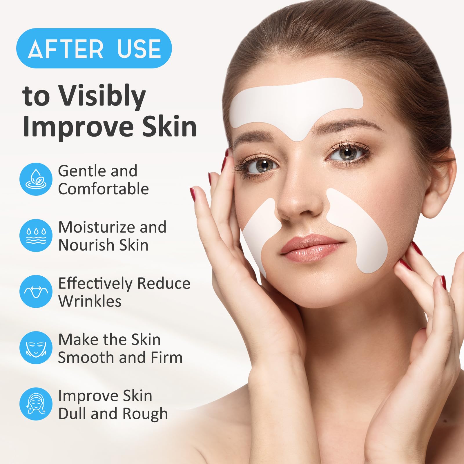 16Pcs Anti-Wrinkle Forehead Patches & 32Pcs Smile Line Patches - Collagen & Vitamin E Infused for Wrinkle Reduction - Perfect for Overnight Treatment & Daily Skincare Routine