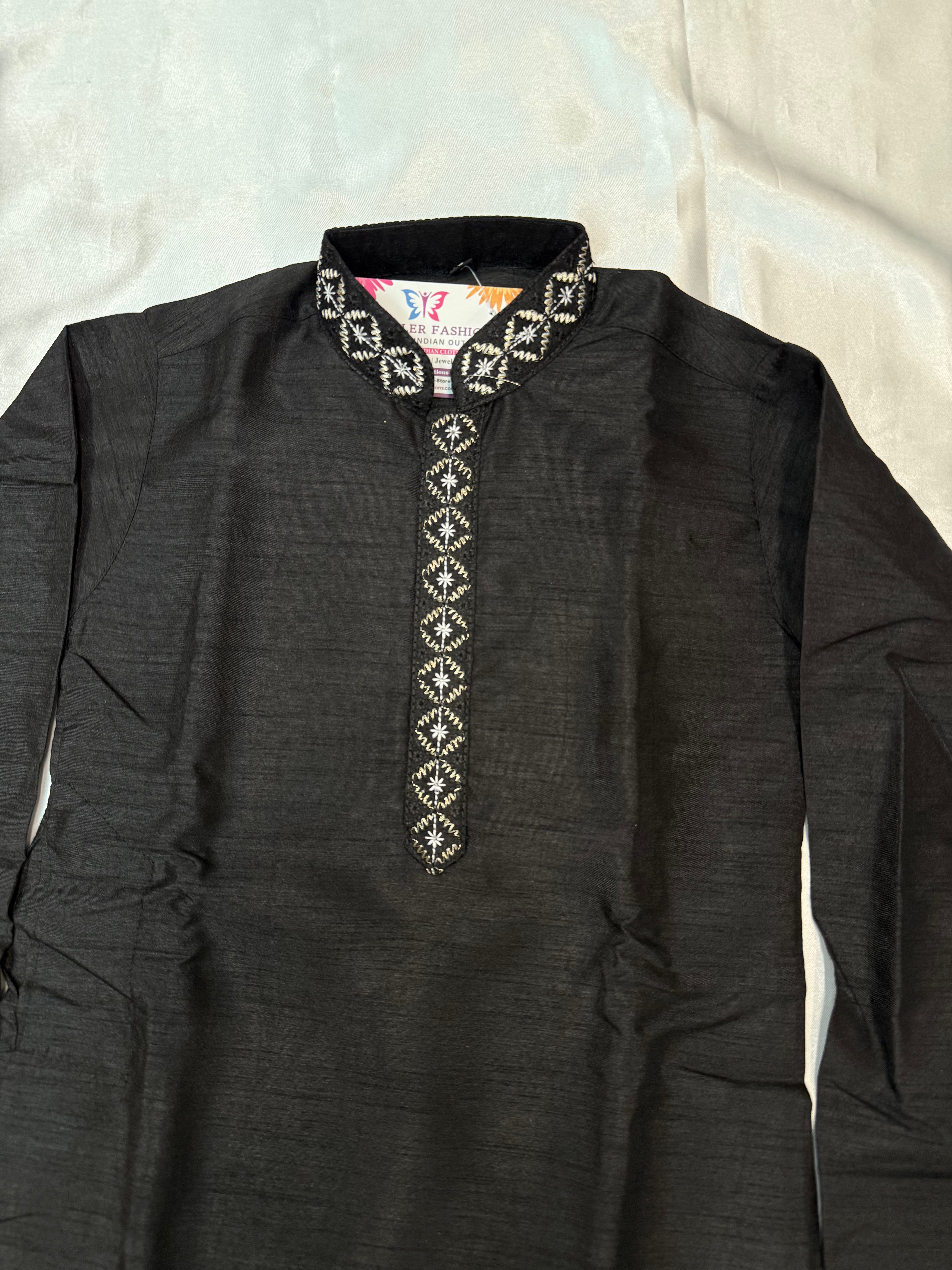 Premium Black Banarasi Embroidered Kurta Pajama Set for Boys | Traditional Indian Ethnic Wear | Perfect for Weddings, Festivals & Special Occasions