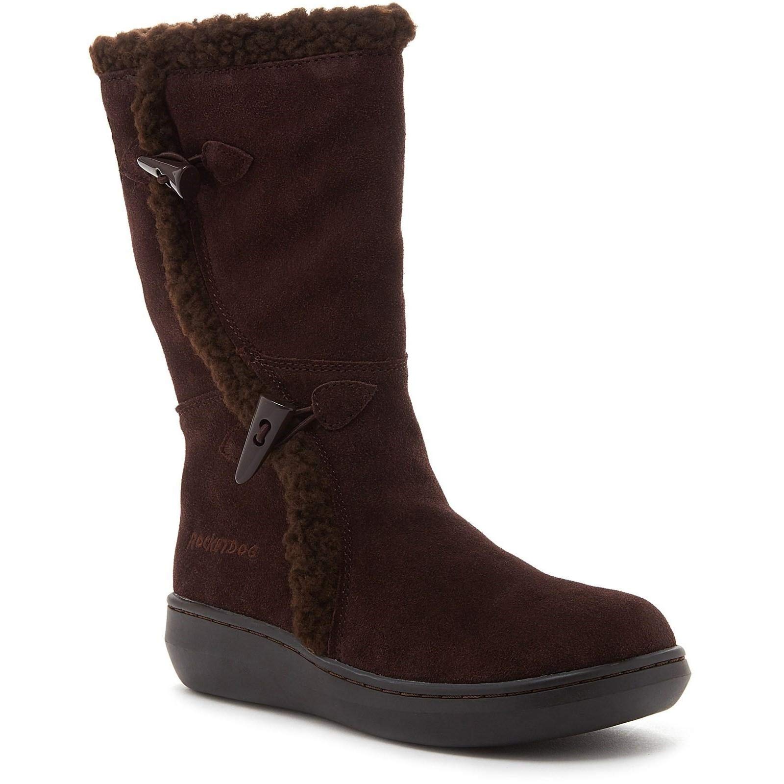 Rocket Dog Women's Slope Mid Calf Winter Boots - Chestnut Brown Waterproof Snow Boots for Women Size 8 | Warm Comfortable Booties for Cold Weather, Snowy Days & Outdoor Activities