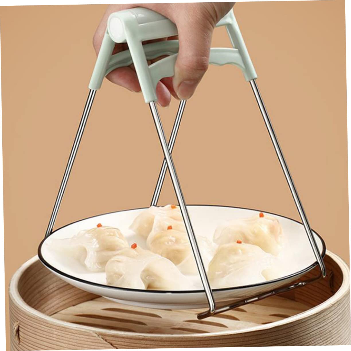 **Hemoton Stainless Steel Kitchen Tongs - 2-Piece Anti-Scald Jar Lifter Set for Hot Bowls, Plates, Pots & Canning Jars - Pizza Pan Gripper & Dish Clip for Safe Cooking & Serving**