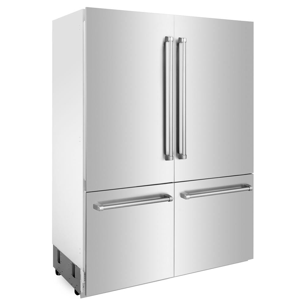 ZLINE 60 Inch 32.2 Cu Ft French Door Built-In Bottom Freezer Refrigerator with Water Dispenser & Ice Maker - Stainless Steel (RBIV 304 60) - Perfect for Modern Kitchens & Open-Concept Homes