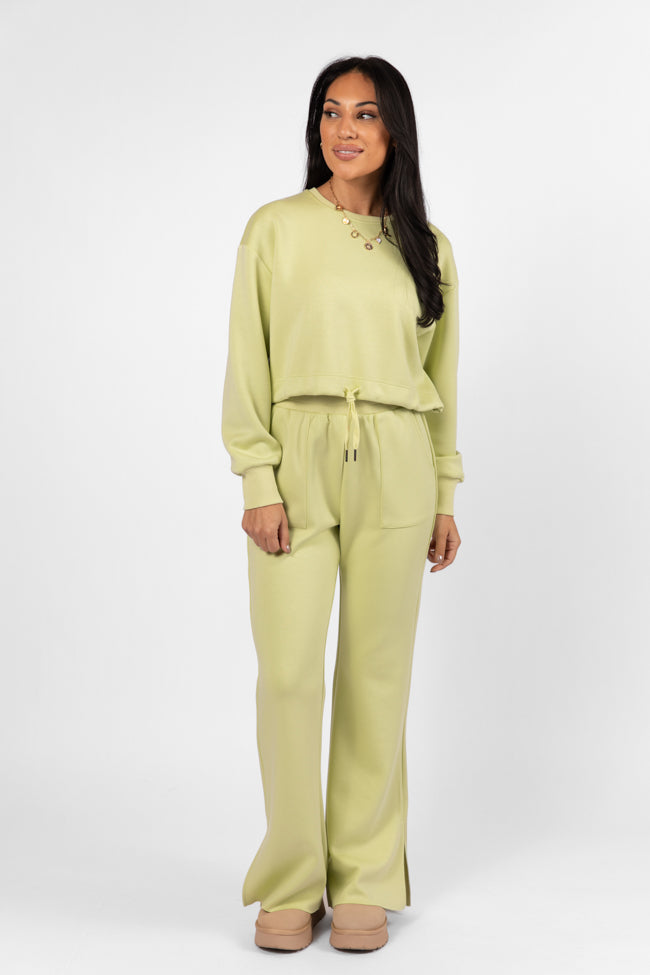 Only One Lime Wide Leg Pull On Pants for Women - Comfortable Elastic Waist Lounge Pants - Perfect for Yoga, Home Wear & Casual Outfits