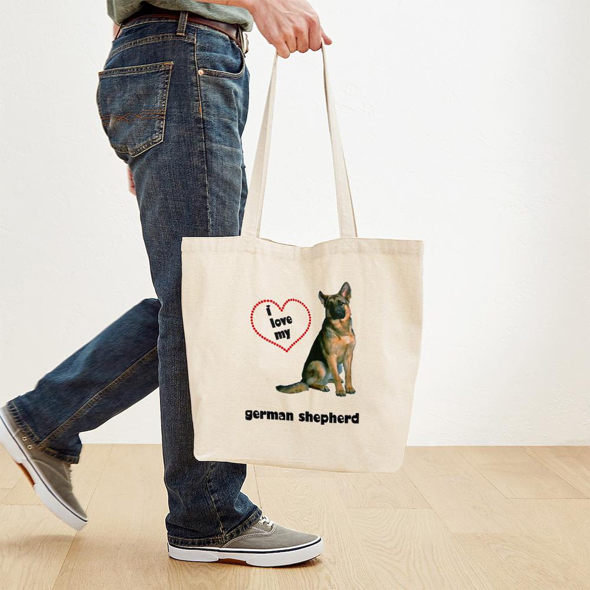 German Shepherd Lover Tote Bag - Natural Canvas Reusable Shopping Bag for Dog Owners | Eco-Friendly Grocery Tote for Pet Lovers, Dog Park Trips & Daily Errands