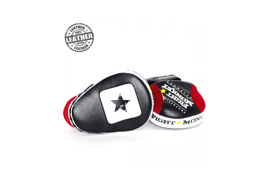 Fight Monkey Professional Series Leather Focus Mitts - Premium MMA & Boxing Training Pads for Punching Practice - Perfect for Home Gym, Martial Arts, and Fitness Training