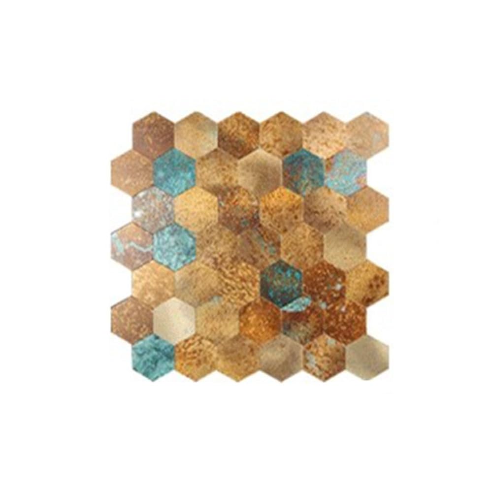 Stainless Steel Self-Adhesive Iridescent Glass Mosaic Tiles - Square Metal Mosaic for DIY Crafts, Home Decor & Interior Design (Color: Brass) - Perfect for Backsplashes, Bathroom Walls & Artistic Projects