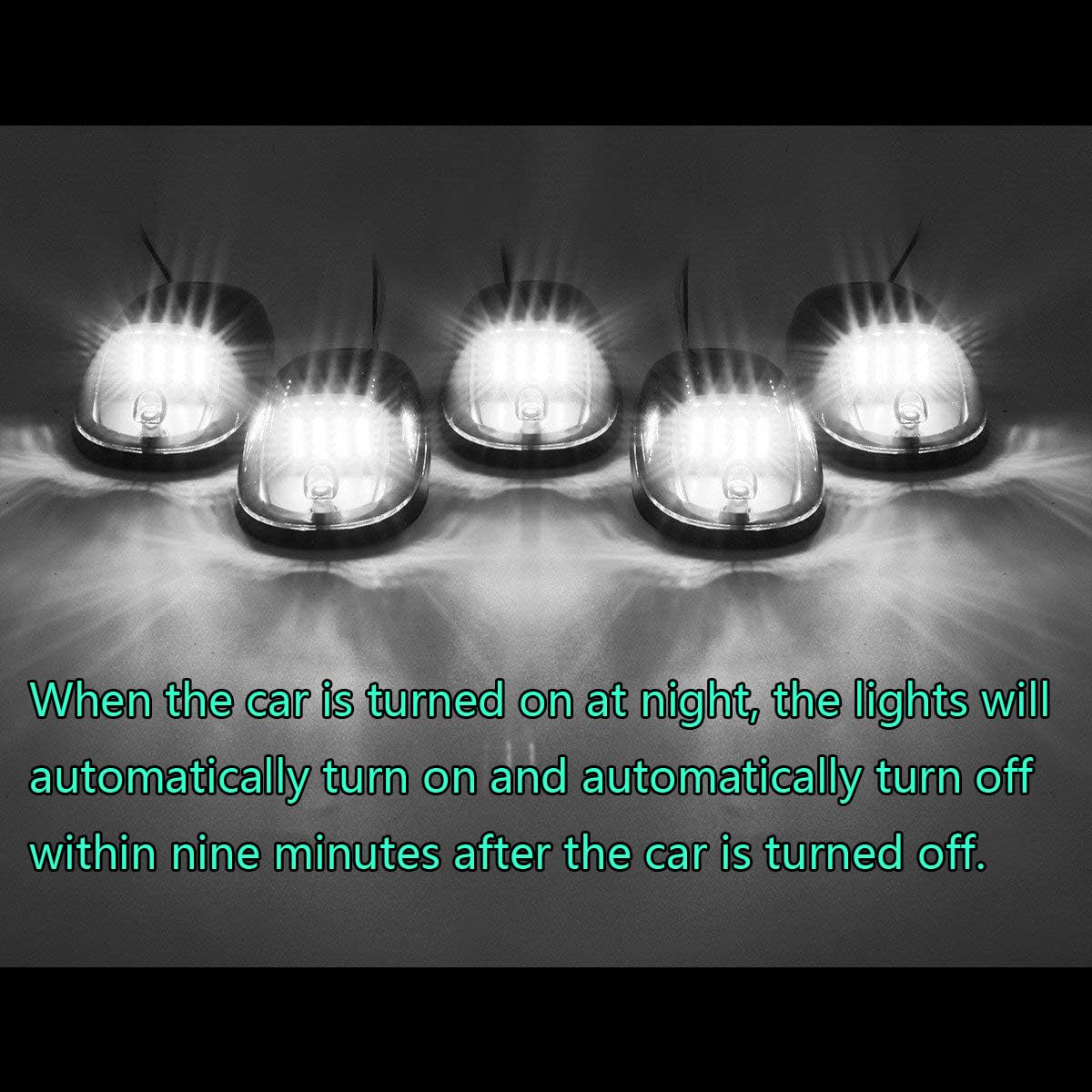 2024 Solar Truck Cab Lights - Wireless, No Drill, Vibration Sensor - White LED Roof Lights for Night Driving