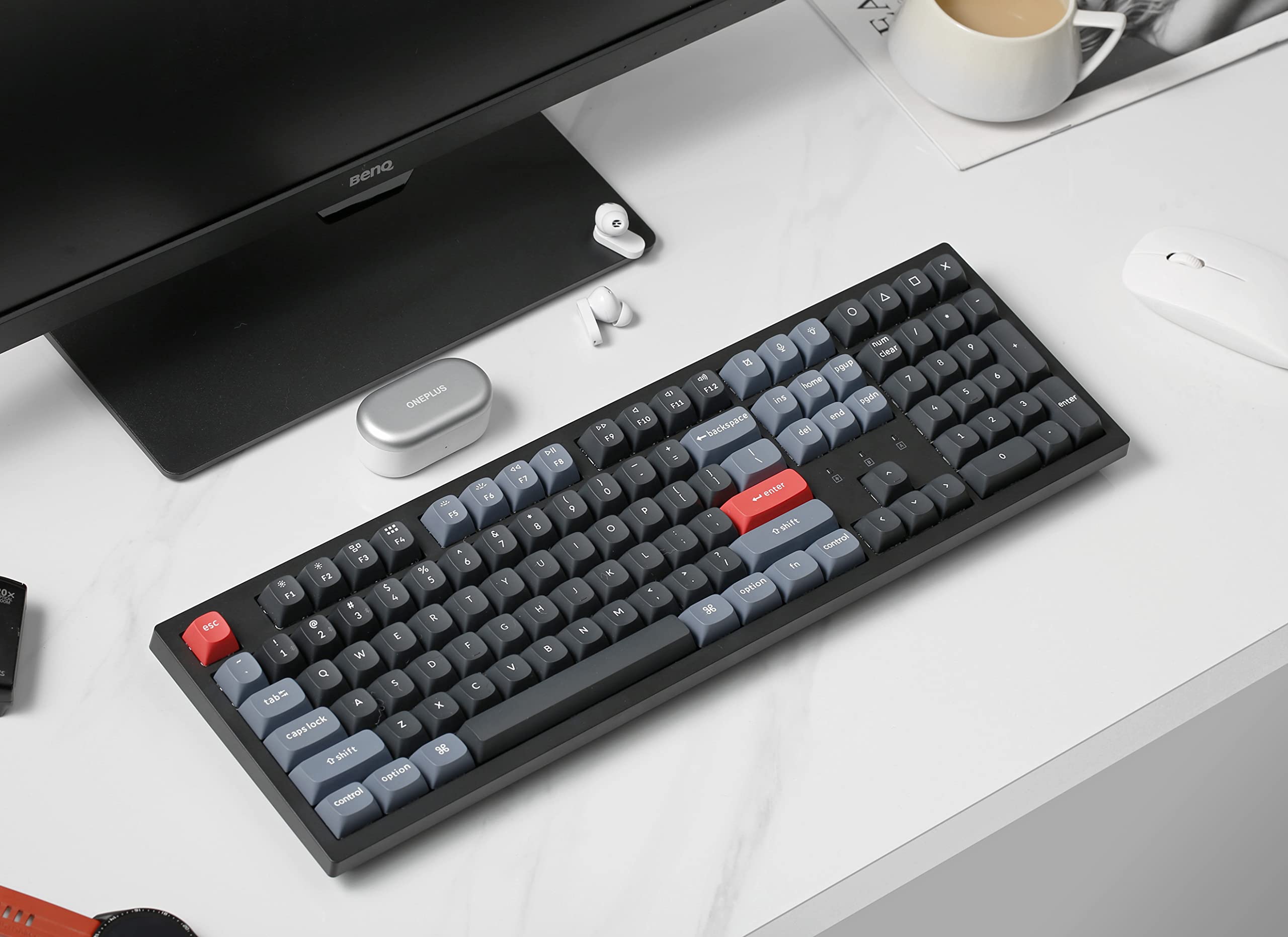 Keychron K10 Pro QMK/VIA Wireless Mechanical Keyboard - Hot-Swappable 108 Keys, Programmable White LED Backlit, Brown Switch, Bluetooth/USB-C for Mac/Windows/Linux - Perfect for Gaming, Coding & Office Work