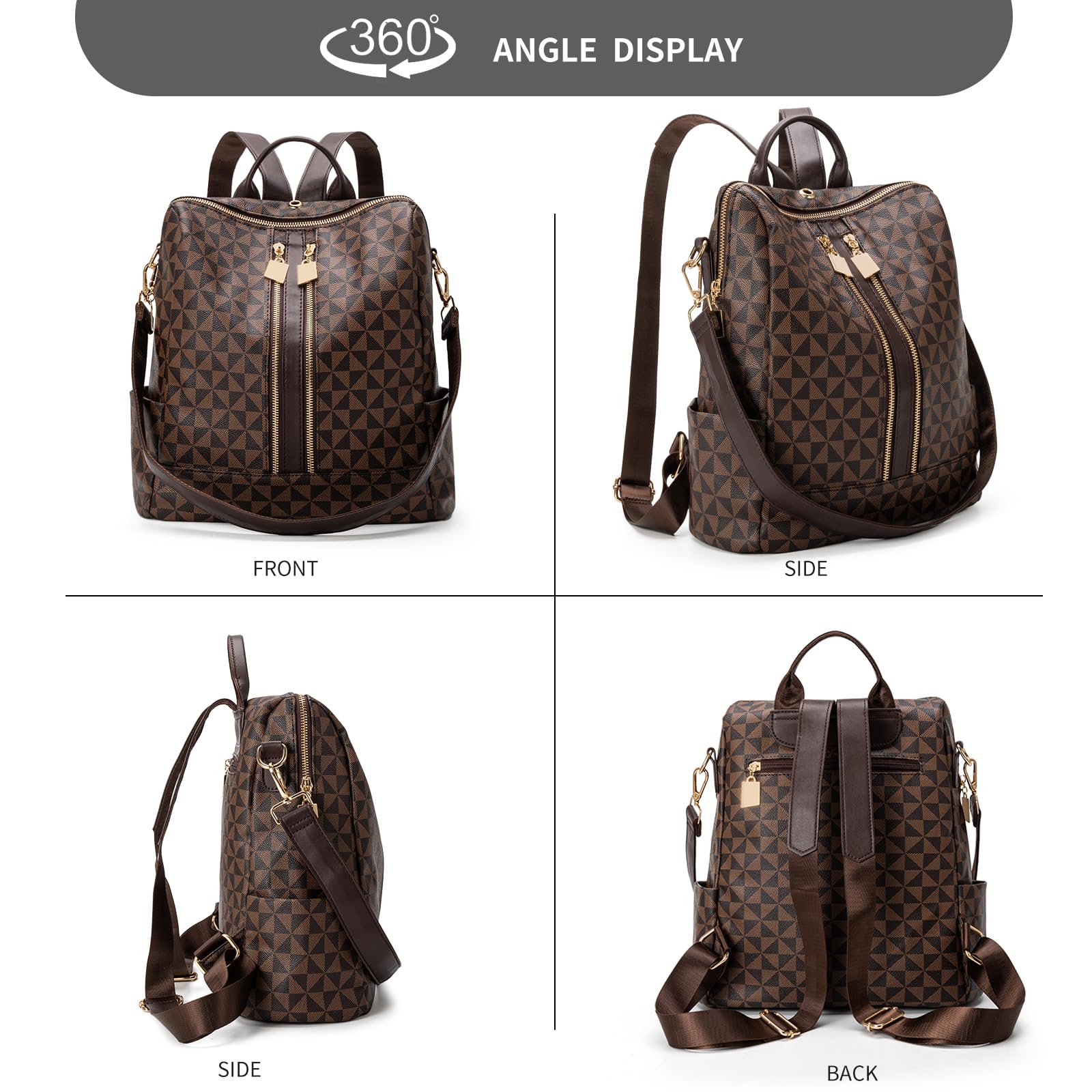 Stylish Anti-Theft Leather Backpack for Women & Men - Large Travel Backpack Purse with Shoulder Straps - Perfect for Commuting, College, Business Trips & Outdoor Adventures