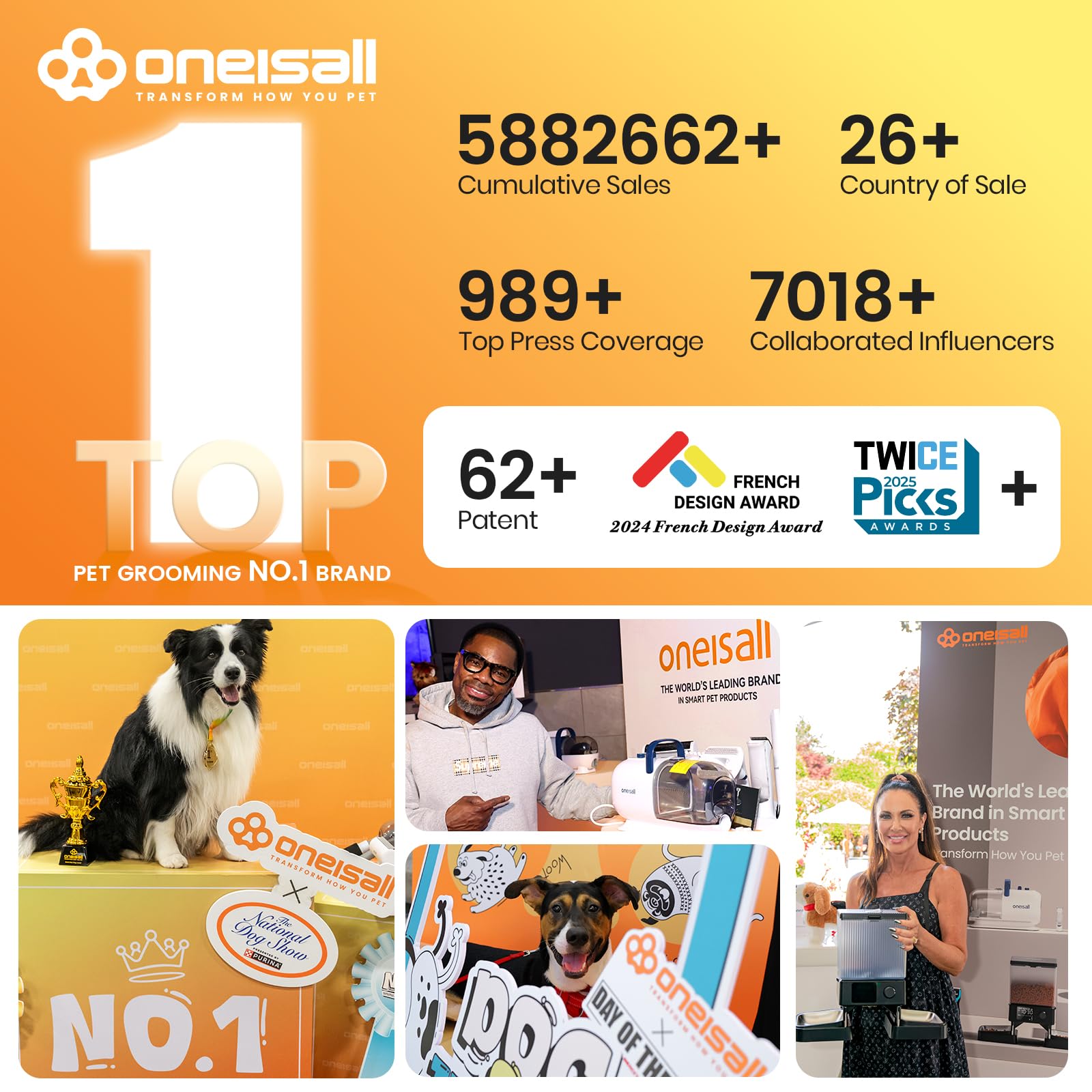 Oneisall Dog Grooming Kit with Vacuum - 12000Pa Powerful Suction Pet Hair Clippers, 99% Hair Removal with 7 Professional Tools for Shedding Control | Perfect for Home Pet Grooming & Shedding Season Care