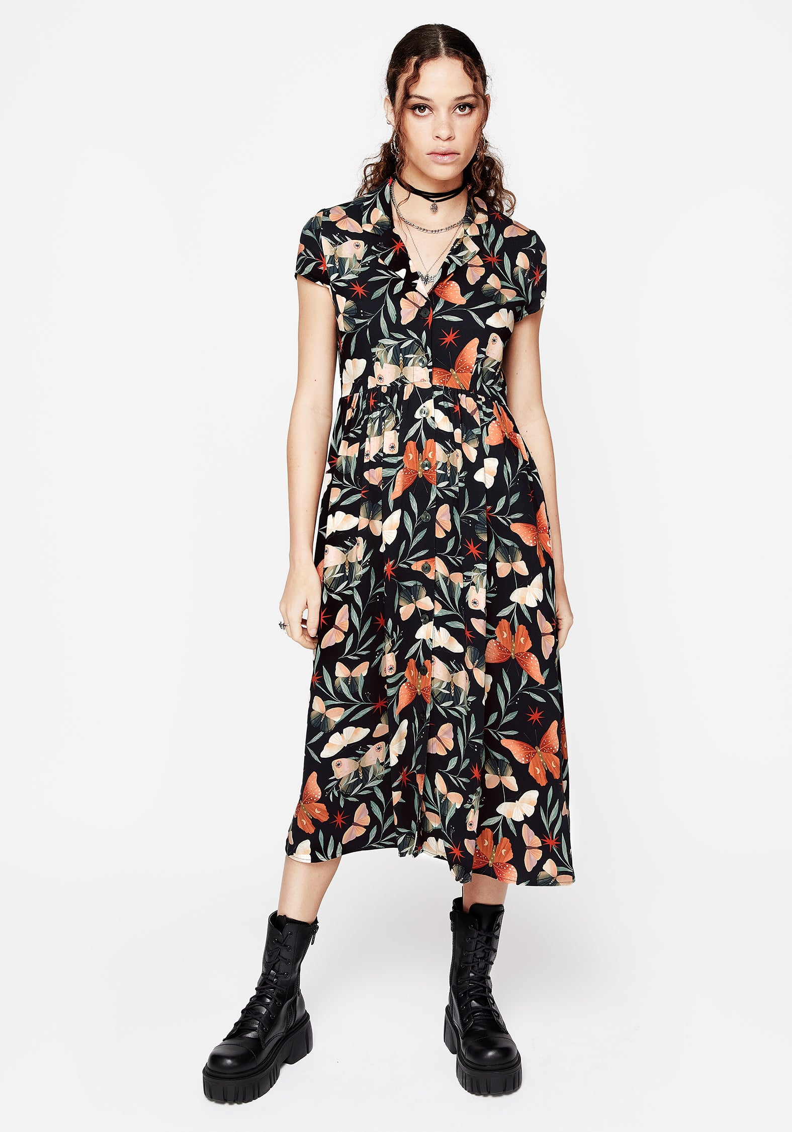 Mariposa Midi Shirt Dress for Women - Flowy Casual & Office Wear - Perfect for Spring Summer Outfits, Brunch Dates and Work Attire