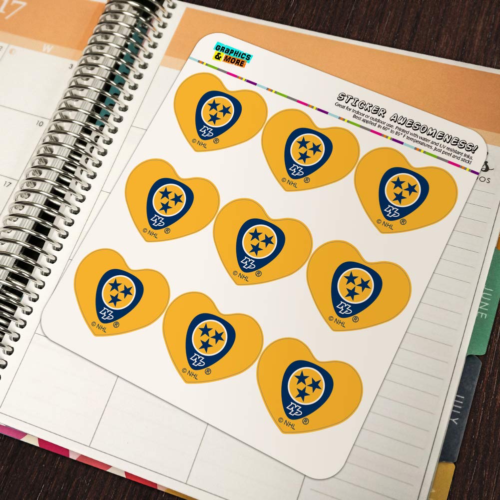 Nashville Predators NHL Heart-Shaped Planner Stickers - Team Logo Decals for Scrapbooking, Bullet Journals & DIY Crafts - Perfect for Hockey Fans & Game Day Decorations