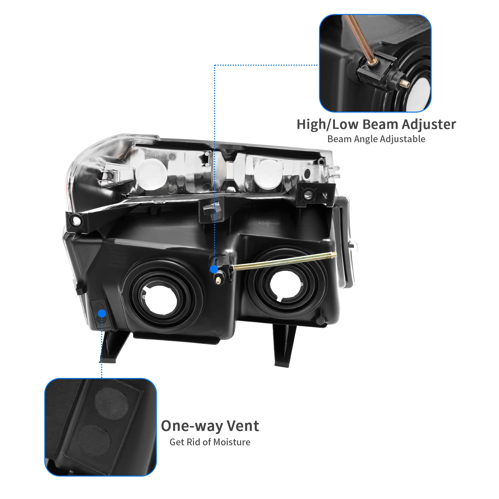 DWVO Headlight Assembly Compatible with 2004-2012 Chevy Colorado & GMC Canyon, 2006-2008 Isuzu i-Series - Black Housing, Amber Reflector, Clear Lens - Perfect for Off-Roading, Night Driving & Vehicle Restoration