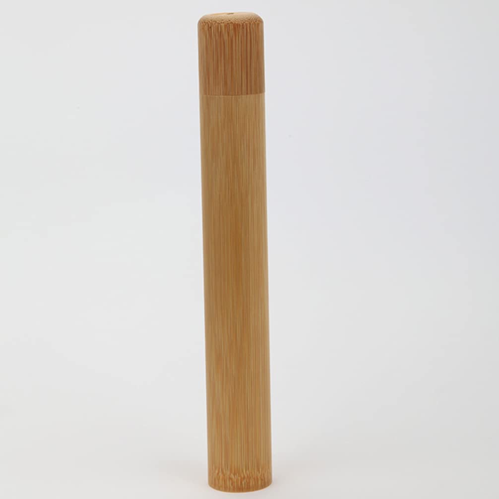 2-Pack Eco-Friendly Bamboo Toothbrush Holder & Travel Case - Bathroom Storage Organizer for Toothbrushes, Pens & Essentials - Perfect for Home, Travel & Minimalist Lifestyle