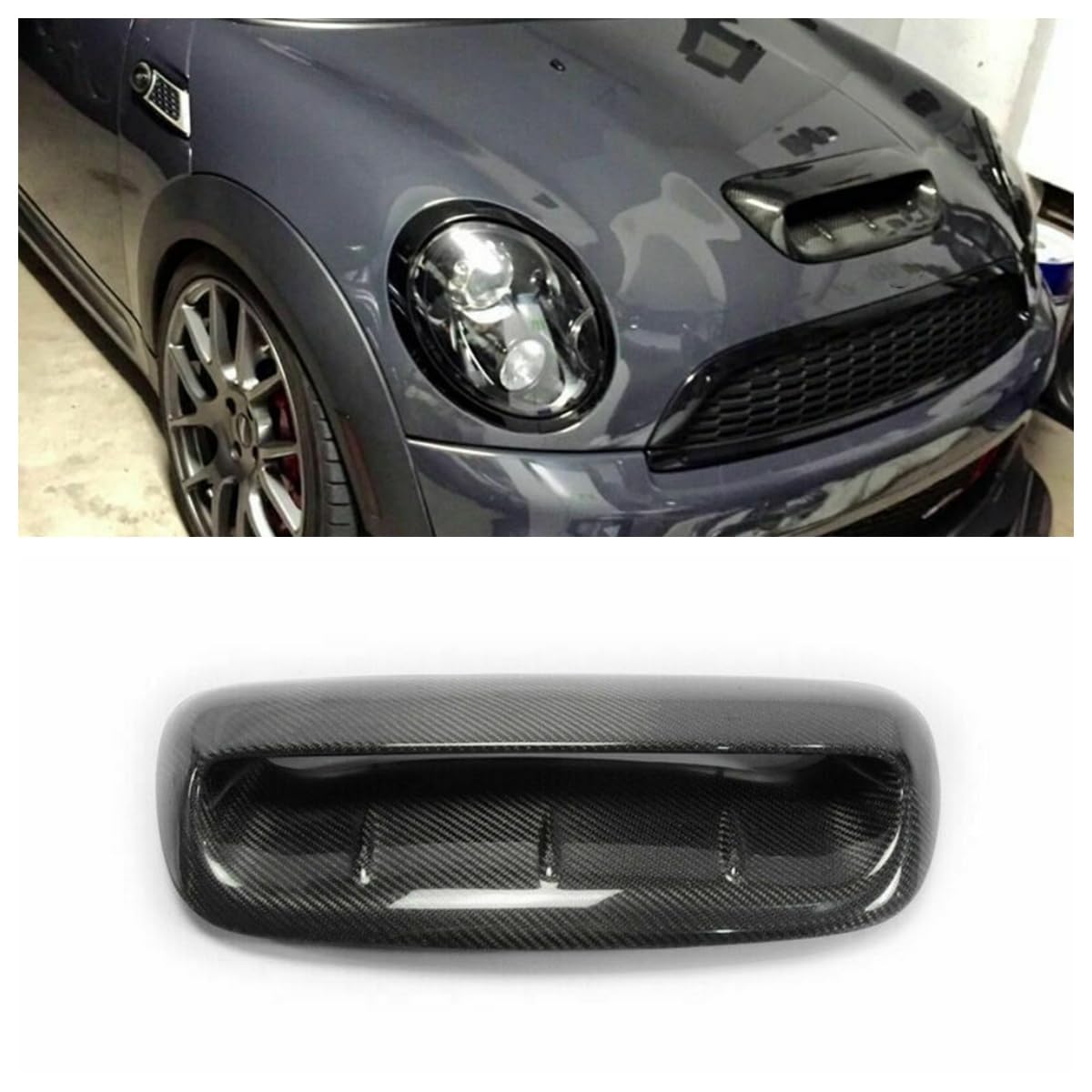 Carbon Fiber Hood Scoop Vent Cover for Mini Cooper S R56 (2007-2014) | Lightweight Body Kit Upgrade | Enhances Engine Cooling & Sporty Style for Street Racing & Car Shows