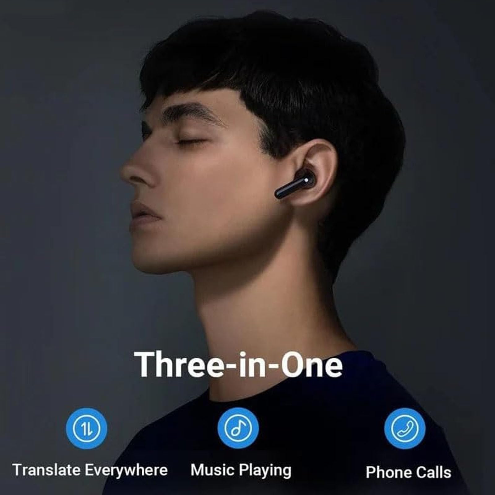 Luniva Translator Pods - Instant Translator Earbuds with 2-Way Real-Time Translation | Wireless Bluetooth Earbuds for Travel, Business Meetings & Language Learning (Black)