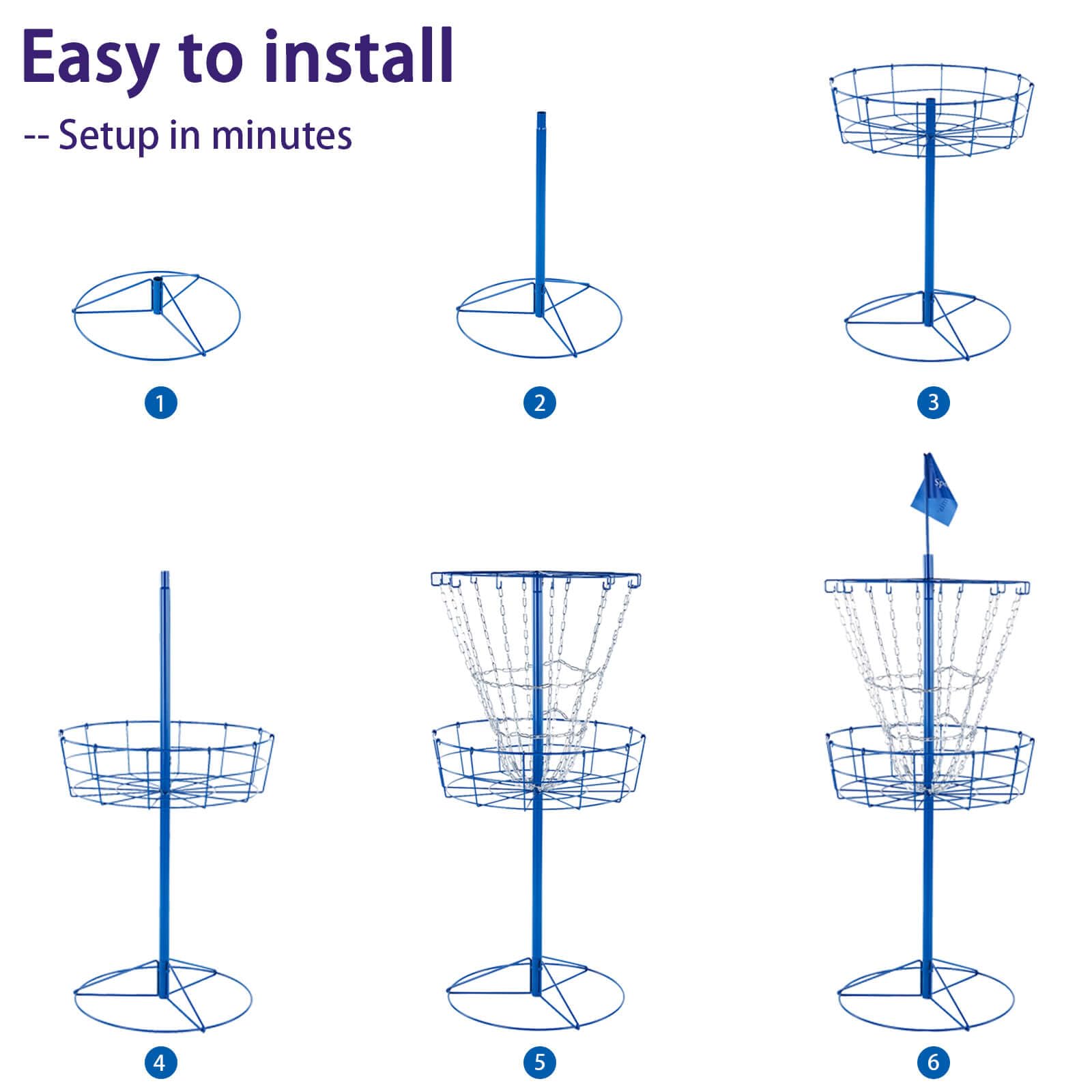 Portable Disc Golf Basket Target with Heavy Duty 12 Double Steel Chains - Professional Disc Golf Equipment for Backyard, Park & Tournament Practice