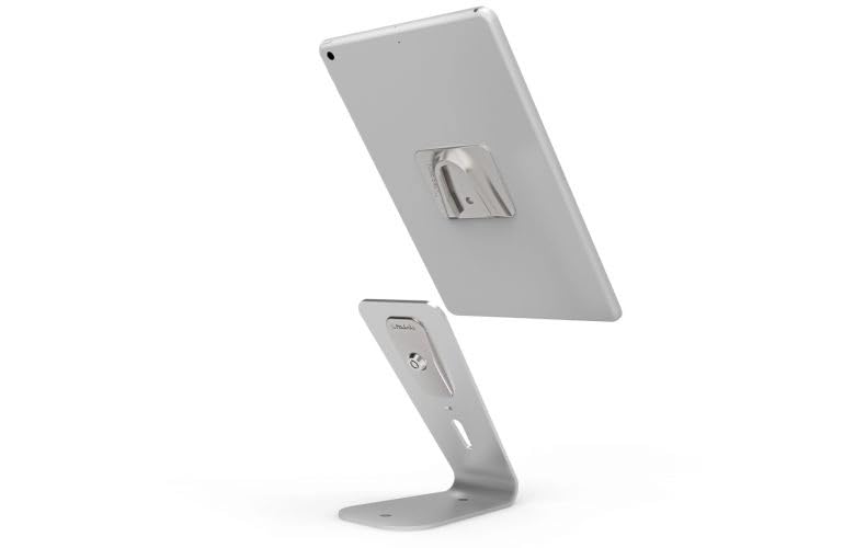 Maclocks Hover Tab Universal Security Stand for Tablets & Smartphones - Anti-Theft Display Holder for iPad, iPhone, Samsung - Silver (Perfect for Retail Stores, Libraries & Public Spaces)