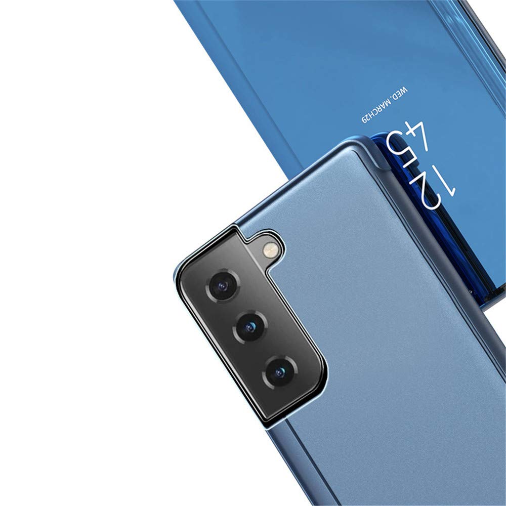 Premium Luxury Mirror View Clear Glitter Leather Flip Case with Kickstand for iPhone 13 Pro Max 6.7