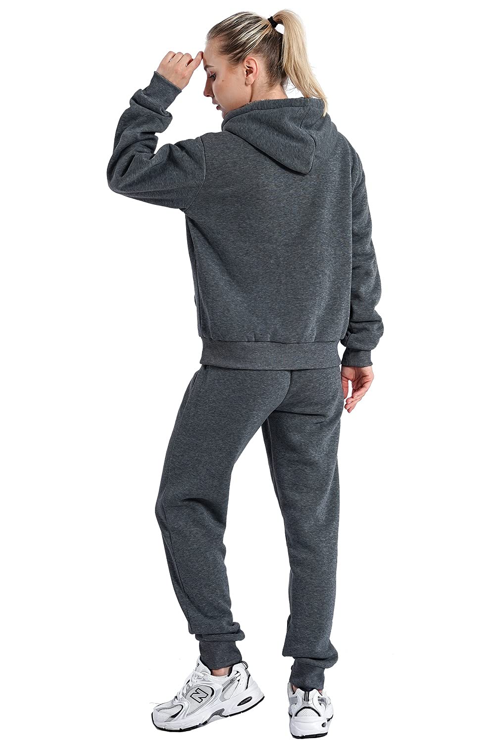 Facitisu Women's 2-Piece Fleece Tracksuit Set - Cozy Pullover Hoodie & Jogger Pants with Pockets | Lounge Wear, Casual Outfit, Athleisure for Home & Gym