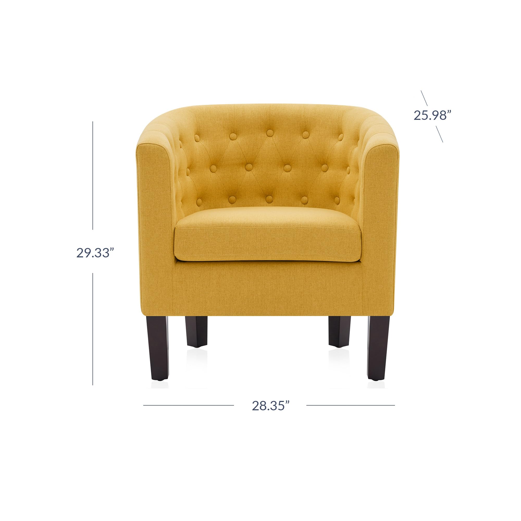 Elegant Yellow Tufted Barrel Chair for Living Room & Bedroom - Linen Fabric