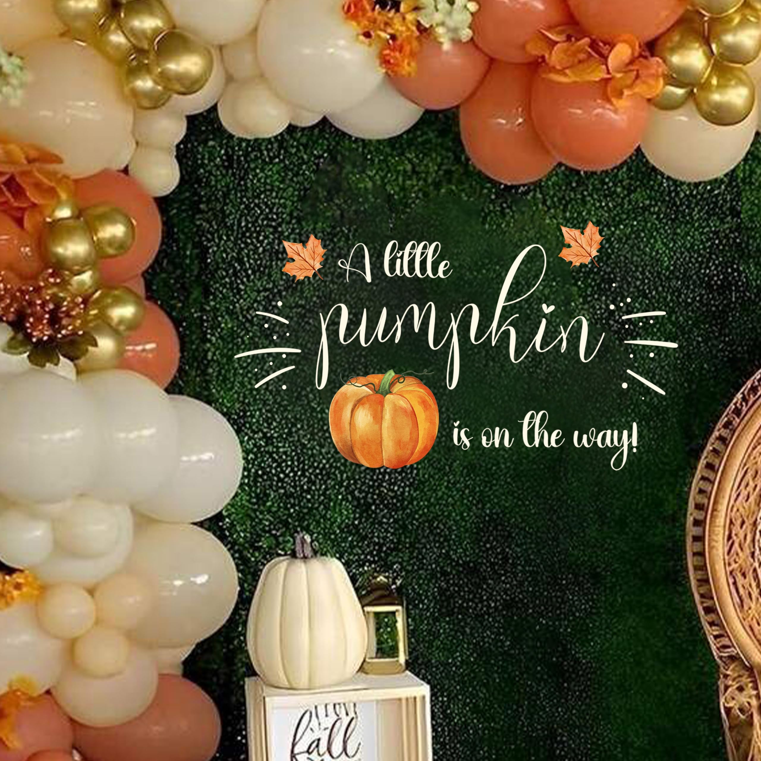 Orange 'A Little Pumpkin is On The Way' Baby Shower Decal Sign - Gender Neutral Nursery Wall Decor for Baby Shower Party, Gender Reveal & Newborn Celebration - Perfect for Fall, Halloween & Thanksgiving Decorations