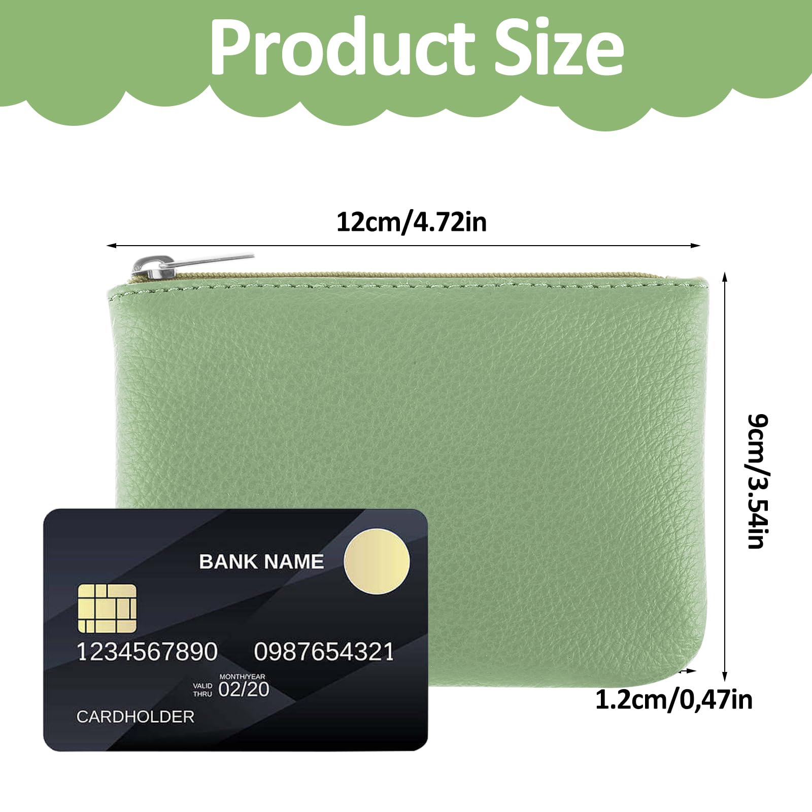Giantree Small Cute PU Lychee Pattern Coin Purse for Women - Mini Wallet for Coins, ID, Keys, Lipstick & Headphones (Light Green) | Perfect for Everyday Use, Travel & Gift Giving