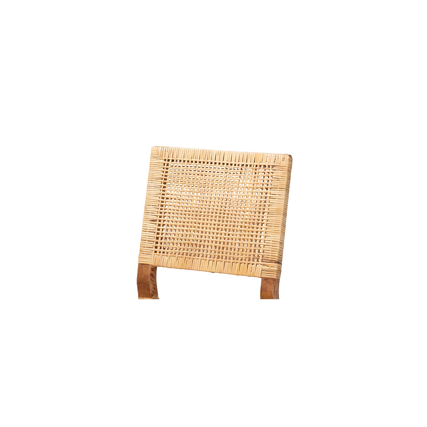 Baxton Studio Lesia Modern Bohemian Rattan Dining Chairs - Set of 2 Natural Brown Woven Rattan with Walnut Wood Frame - Perfect for Boho Kitchen, Breakfast Nook & Outdoor Patio Dining