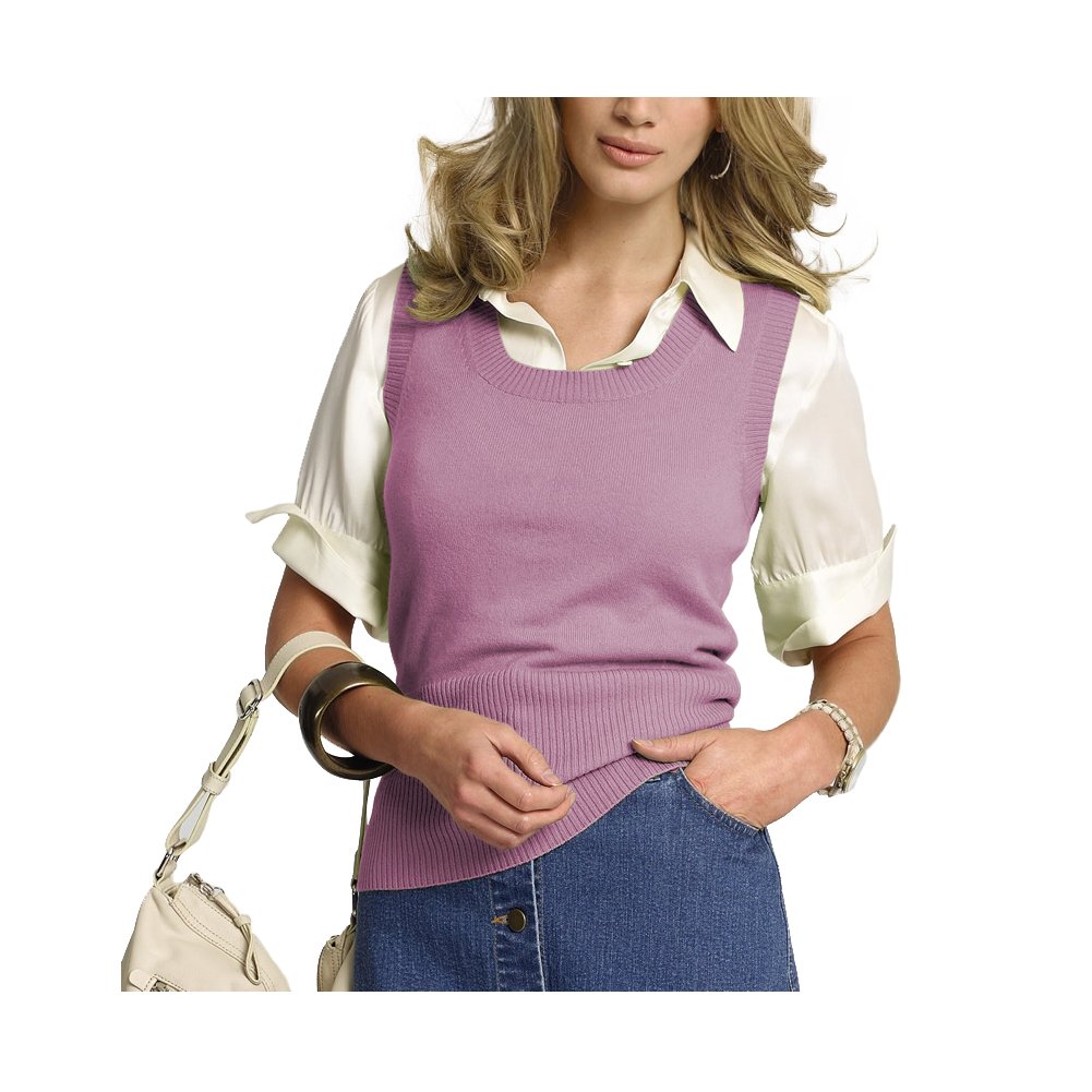 Parisbonbon Women's 100% Cashmere Scoop Neck Vest - Soft & Warm Winter Layering Piece, Lilac Color, Plus Size 5X for Casual Outfits & Office Wear