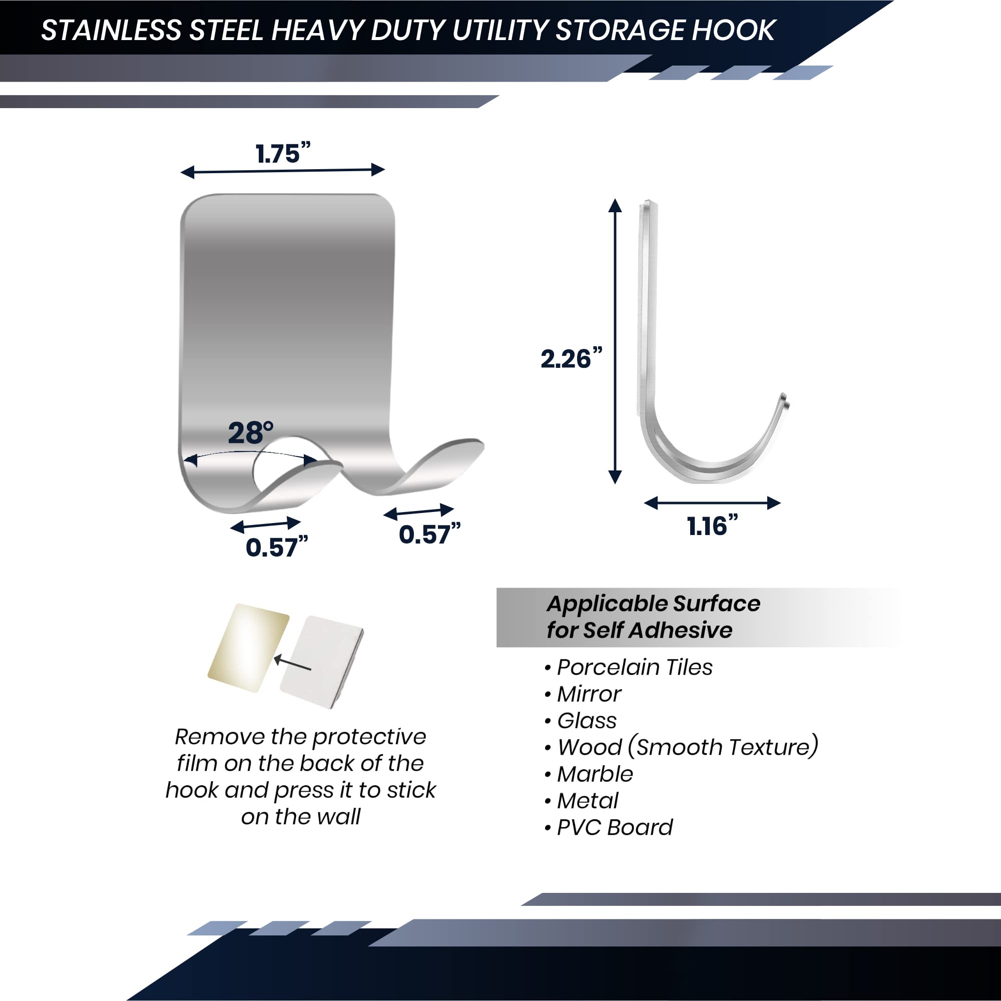 Performore 2-Pack Stainless Steel Razor Holder with Strong 3M Adhesive - Waterproof Shower Hooks for Towel, Blade & Shaver Storage | Bathroom, Kitchen & Travel Organizer for Razors, Toothbrushes & Small Essentials