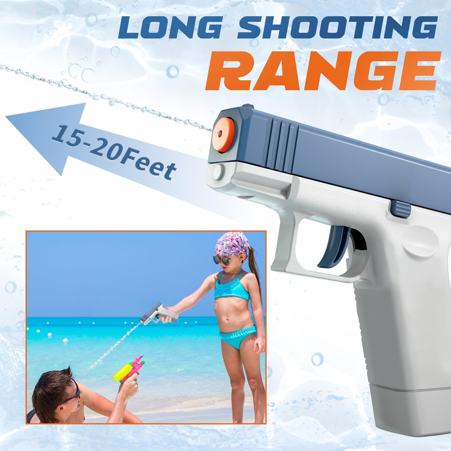 2 Pack Super Squirt Water Blaster Guns - Manual Water Soaker Toys for Kids, No Charging Needed | Perfect for Summer Pool Parties, Beach Battles & Outdoor Water Play | Fun Gifts for Boys & Girls