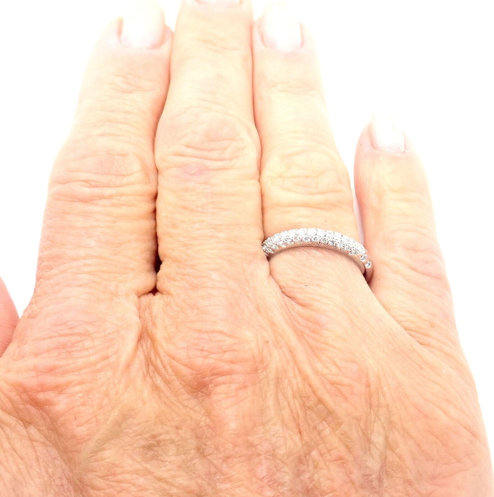 Authentic Chanel 18k White Gold Diamond Band Ring for Women - Luxury Wedding Engagement Promise Ring - Perfect for Anniversary, Proposal & Special Occasions