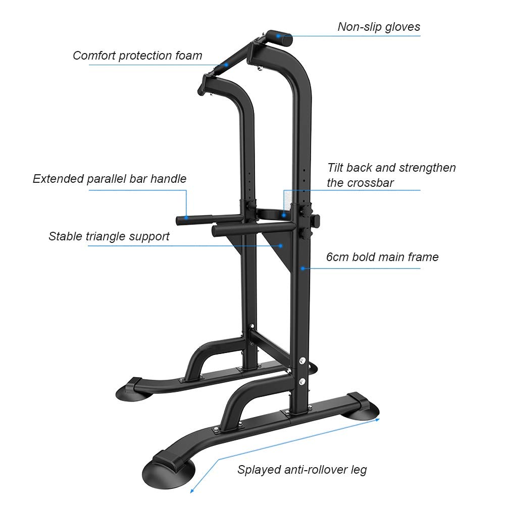 SOGESFitness Power Tower - Adjustable Pull Up & Dip Station (165-210cm) for Home Gym - Multifunctional Workout Equipment for Push Ups, Pull Ups & Core Training - Perfect for Strength Training & Bodyweight Exercises