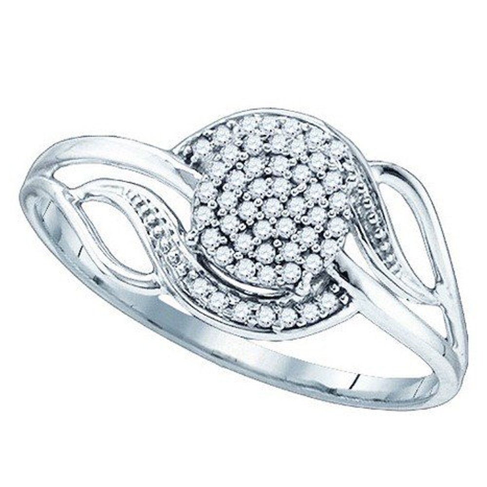 0.15 Carat 10K White Gold Diamond Engagement Ring for Women - Round Cut Micro Pave Wedding Band, Anniversary Gift, Bridal Jewelry (Perfect for Proposals, Valentine's Day & Special Occasions)