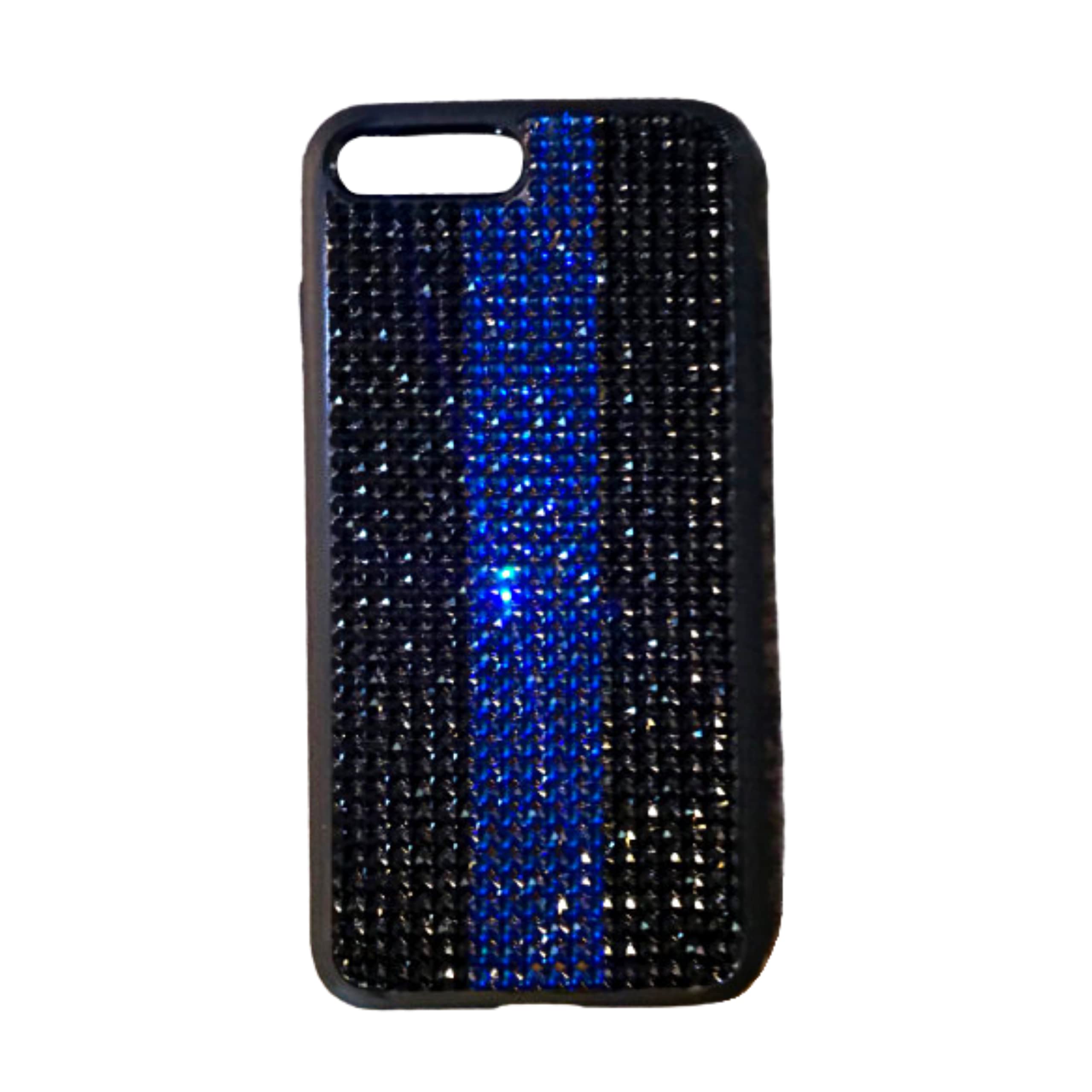 Stylish Thin Blue Line Rhinestone Phone Case with Authentic Austrian Crystals - Perfect for Police Supporters & Patriotic Fashion Accessories