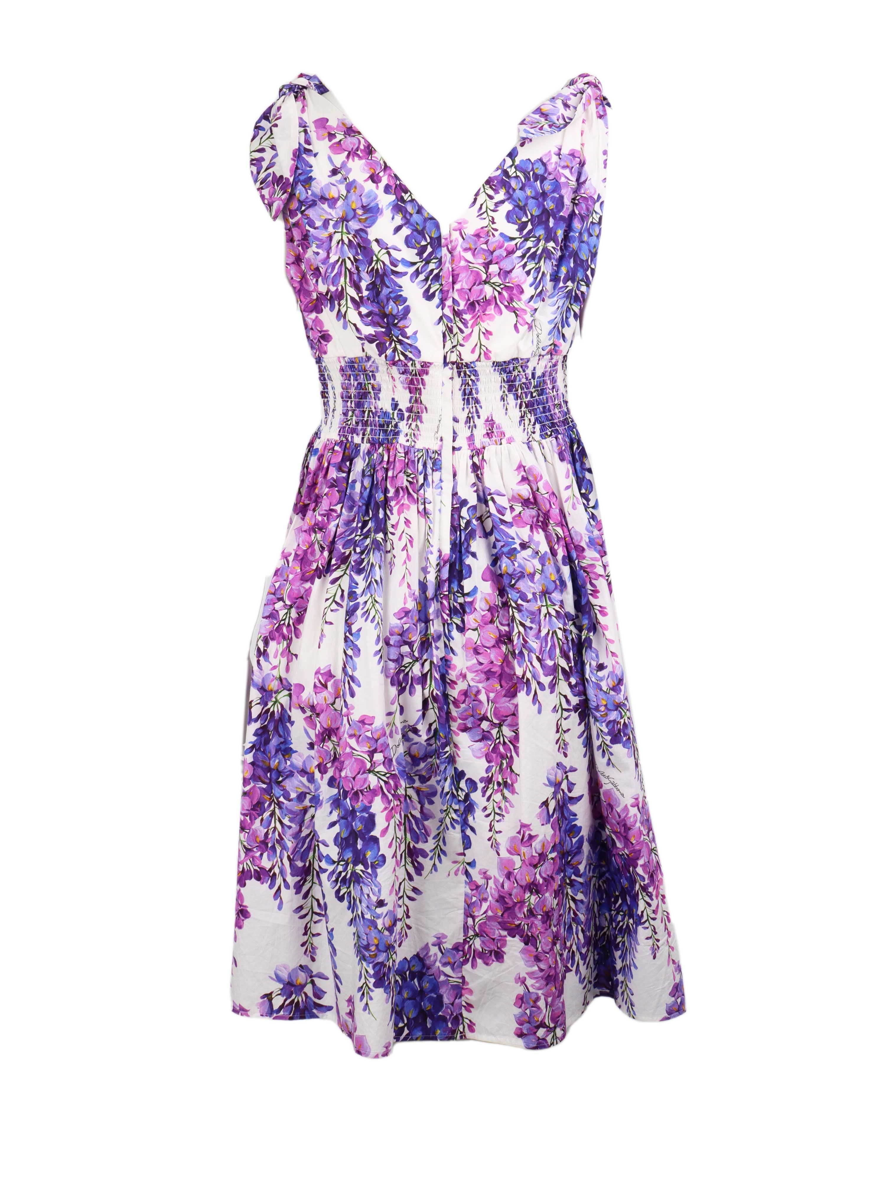 Dolce & Gabbana Purple Floral Mini Dress for Women | Elegant Summer Party Cocktail Dress | Perfect for Weddings, Date Nights & Special Occasions