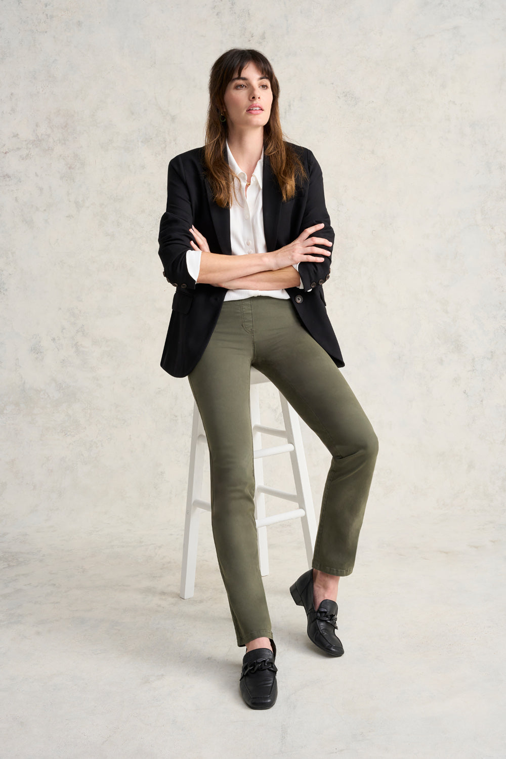 Bengajean® Straight Leg Jeans for Women - Dark Olive Wash, Comfortable & Stylish Slim Fit Denim Pants for Casual Wear, Office, and Everyday Outfits
